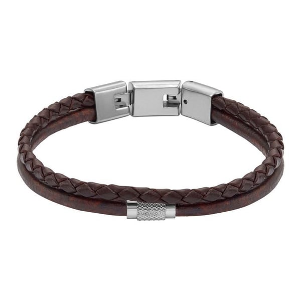 FOSSIL Herrarmband i brunt - All Stacked Up Läderarmband med flera rader 265279