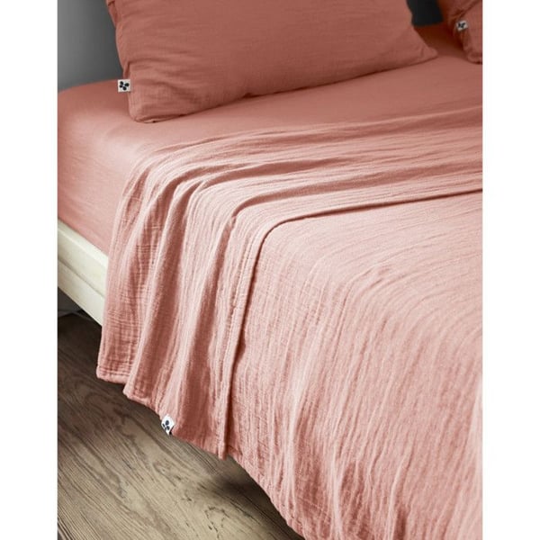"Gaïa" platt lakan alla storlekar "Cotton Gauze" - Gaïa Peach Pink - 270 x 300 cm för king size säng