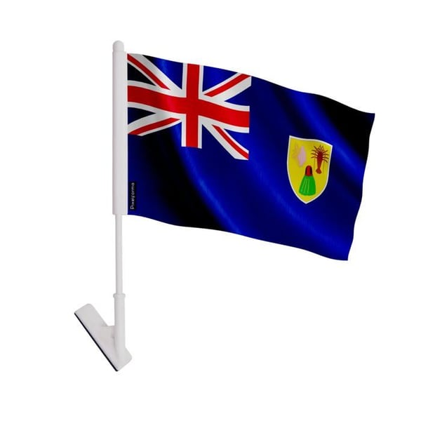 Klistret flagga Turks- och Caicosöarna – 14 x 21 cm – Mjuk polyester – Lätt att klistra – 1 styck – Pixelforma