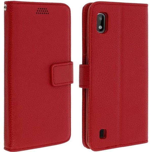 Skal till Samsung Galaxy A10 Folio Fodral Soft Touch Support Video röd