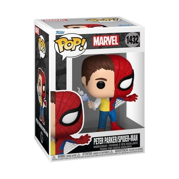 Figurine Funko Pop! - FUNKO - Spider-man och Peter Parker - 9 cm - Unik delad design - Multicolor