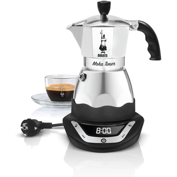 Elektrisk italiensk kaffemaskine - BIALETTI - MOKA TIMER - 3 kopper - 120 ml - Rustfrit stål