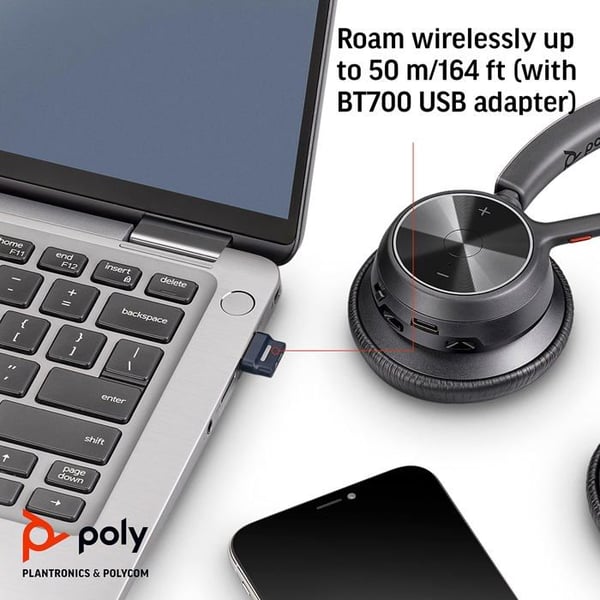 Headset - Bluetooth - trådlöst - USB-A - Poly - Poly Voyager 4300 UC Series 4320 - Headset - on-ear - Bluetooth - sa