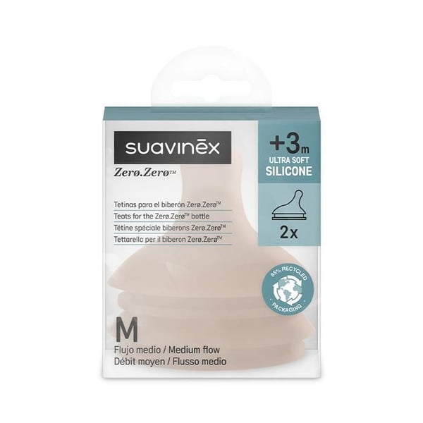 Suavinex, Zerø.Zerø, 2 Sutter til anti-kolik sutteflaske Medium Flow / M Medium