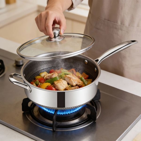 Gratinform 24cm - CHEFFINGER - Non-stick - Rostfritt stål 18/10 - Glaslock - Induktionskompatibel