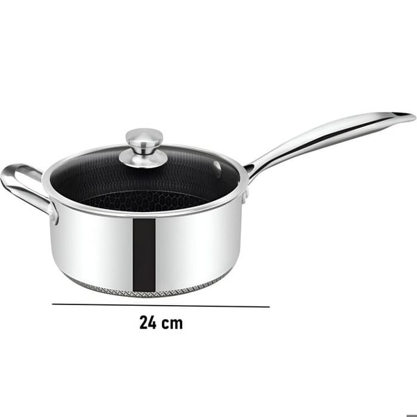Gratinform 24cm - CHEFFINGER - Non-stick - Rostfritt stål 18/10 - Glaslock - Induktionskompatibel