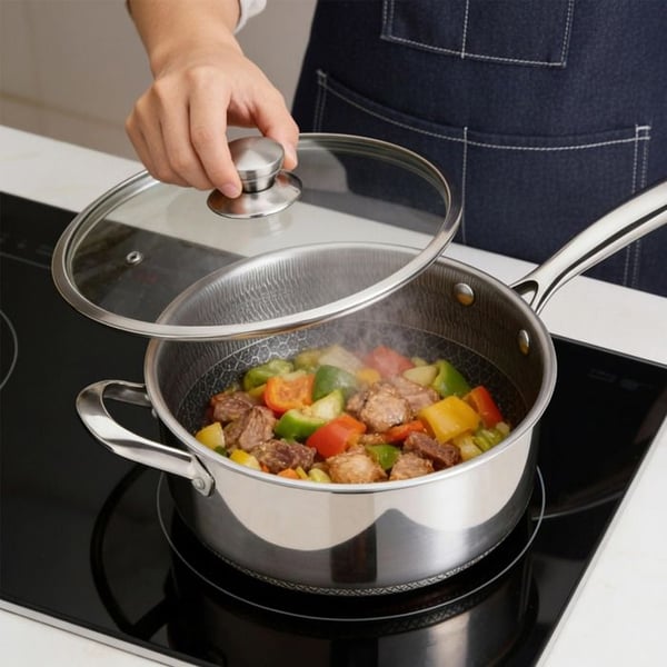 Gratinform 24cm - CHEFFINGER - Non-stick - Rostfritt stål 18/10 - Glaslock - Induktionskompatibel
