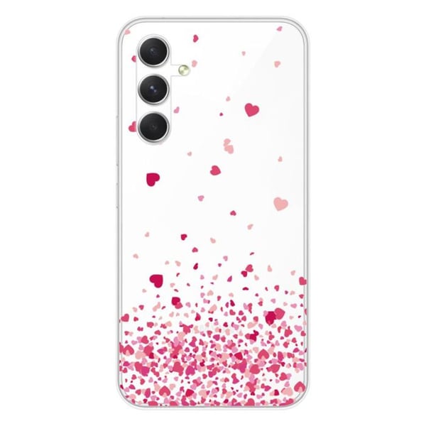 Siliconfodral - Kompatibel med Samsung Galaxy A54 5G - design med rosa hjärt-konfetti