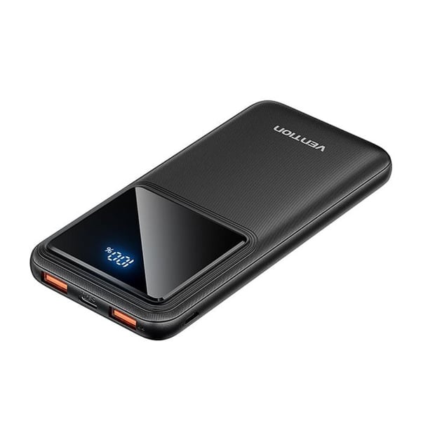 Trådløs powerbank, USB-C, 2x USB, 2x USB, Micro-USB, PD22.5W, 10 000 mAh - Vention (FHKB0) - Sort