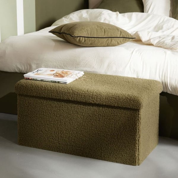 Banc coffre pliable Bouclette "Teddy Matcha" La Factory - Teddy Matcha Kaki