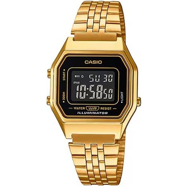 Klocka - CASIO - LA-680WG-1B - Guld - Metall - Digital