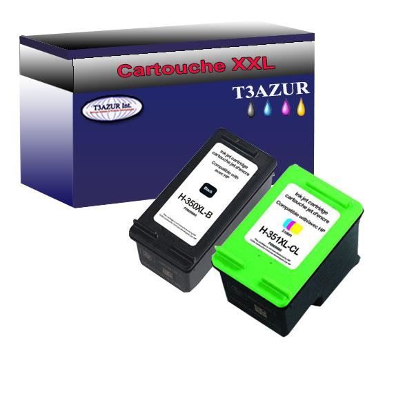 Kompatibla patroner - T3AZUR - HP 350XL & 351XL - 2 stycken - 25ml svart & 18ml färg - Bläckstråleskrivare