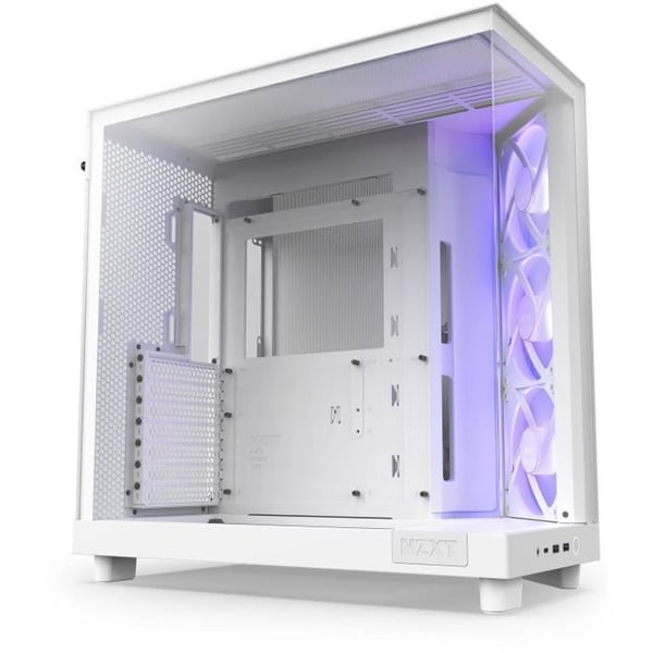 Mellanstorlek chassi - NZXT - CC-H61FW-R1 - H6 Flow RGB - Dubbelkammare - Inkluderade RGB-fläktar - Vit
