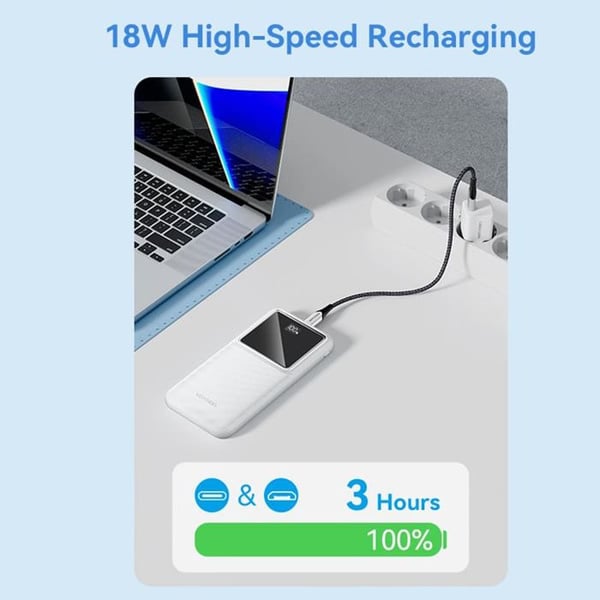 Trådløs powerbank, USB-C, 2x USB, 2x USB, Micro-USB, PD22.5W, 10 000 mAh - Vention (FHKB0) - Sort
