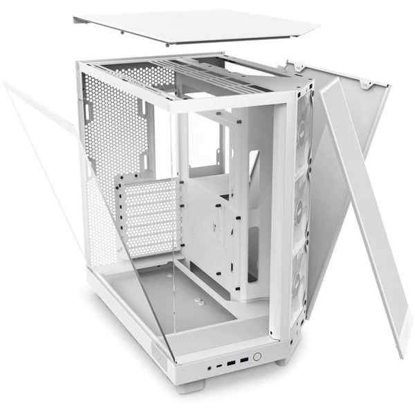 Mellanstorlek chassi - NZXT - CC-H61FW-R1 - H6 Flow RGB - Dubbelkammare - Inkluderade RGB-fläktar - Vit