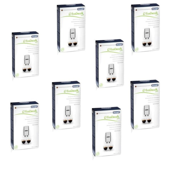 Förpackning med 8 EcoDecalk mini 100ml för Kaffebryggare, Kaffemaskin 5513295981 DELONGHI, SIMAC