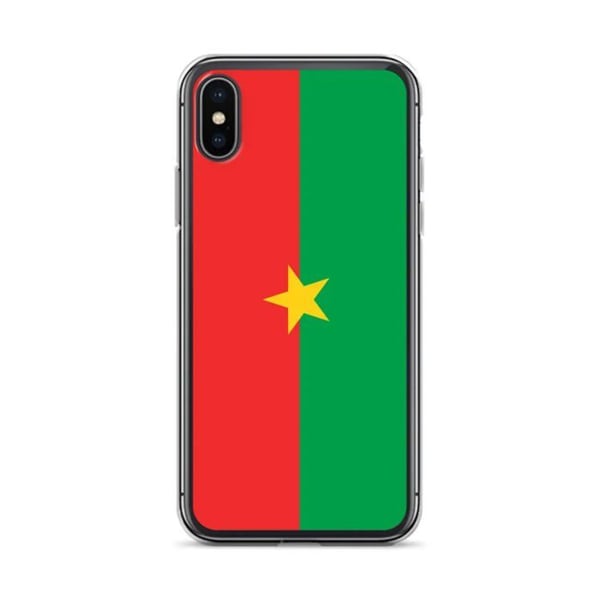 Telefonfodral – Flagga för Burkina Faso – Kompatibel med iPhone X – Mjuk Fodral – Slitstark och Stötsäker - Silikon - Pixelforma