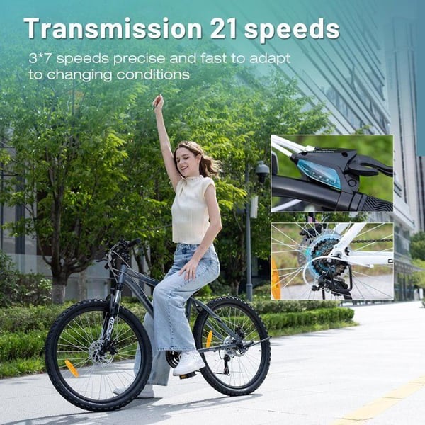 Vélo VTT EVERCROSS TECH EM3 Däck 26" Aluminium, 21 växlar, skivbromsar, framfjädring – Terrängcykel Vit