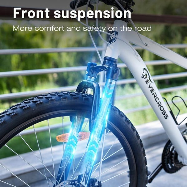 Vélo VTT EVERCROSS TECH EM3 Däck 26" Aluminium, 21 växlar, skivbromsar, framfjädring – Terrängcykel Vit