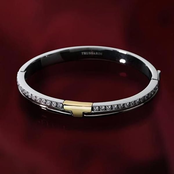 Armband - TRUSSARDI - T-Logo TJAXC20 - Rostfritt stål - Förgyllt - Kubisk zirkon