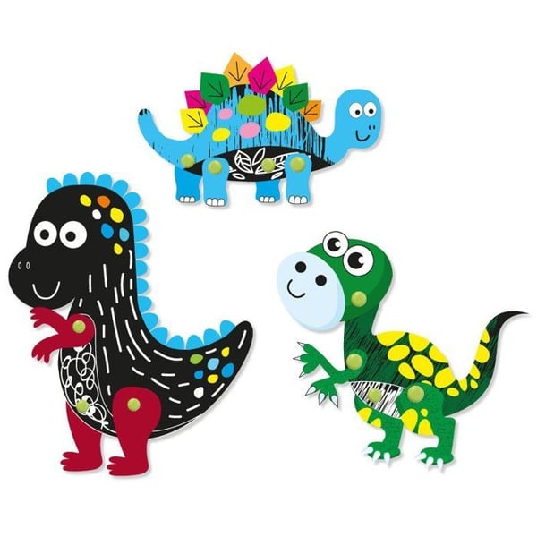 MégaCréa DIY - Kit med dinosaurier att skrapa med rörliga element 3 delar
