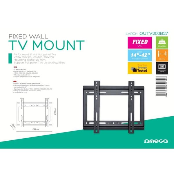 Stöd TV - OMEGA - Fast Lärk - VESA 200 - 14"-42" - Max belastning 25 kg