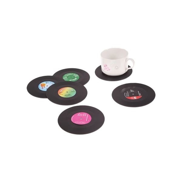 Vintage plastunderlägg i vinyl, set om 6