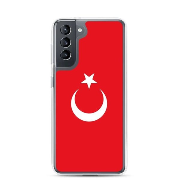 Mobilskal – Turkiets flagga – Kompatibel med Samsung Galaxy S21 Plus – Mjukt fodral – Stöttåligt och chockresistent – Pixelforma