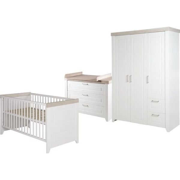 Komplett Barnrum Felicia - ROBA - Säng 70x140 cm - Skötbord - Garderob med 3 Dörrar