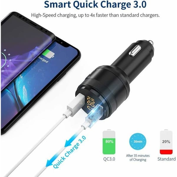 FM Bluetooth transmitter - ZeaLife - Car adapter - Bluetooth 5.0 - Fast charging QC 3.0 - Hands-free
