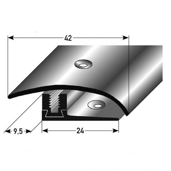 Profil H för återställning Laminat H 7 x 17 mm 42 mm bred Stål Genomborrad Flex