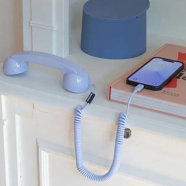 Kompatibel Telefon POP Retro USB-C med Mikrofon för Samtal och Videokonferens NATIVE UNION Ljusblå