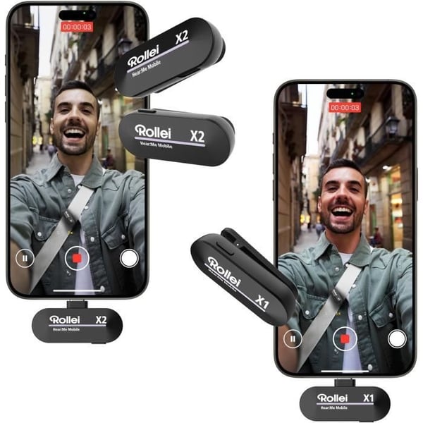 Micro Cravate Uden Ledning - ROLLEI - HearMe Mobile X2 - USB Type-C - Støjdæmpning - 150 m rækkevidde