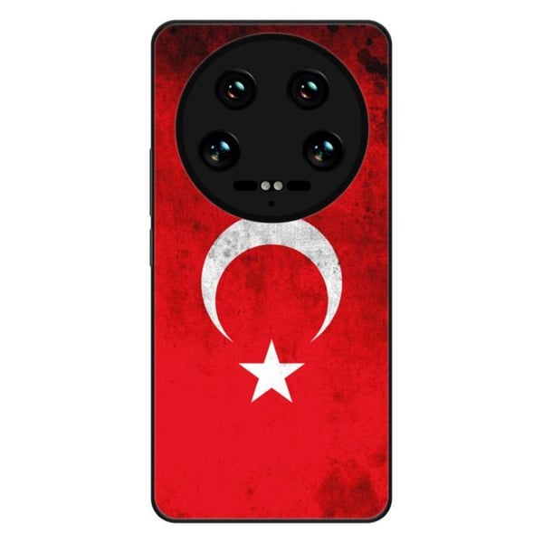 Förstärkt silikonskal med tryck kompatibel med Xiaomi 14 Ultra Turkiets flagga