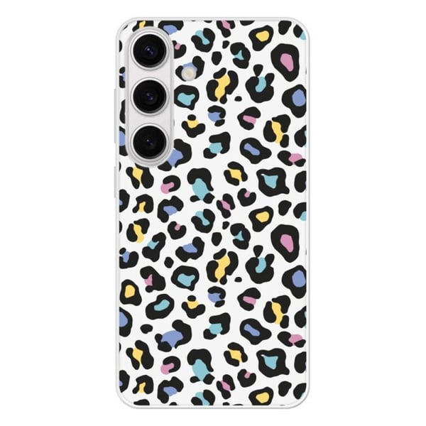 Förstärkt tryckt silikonskal kompatibelt med Samsung Galaxy S24 färgglad leopard