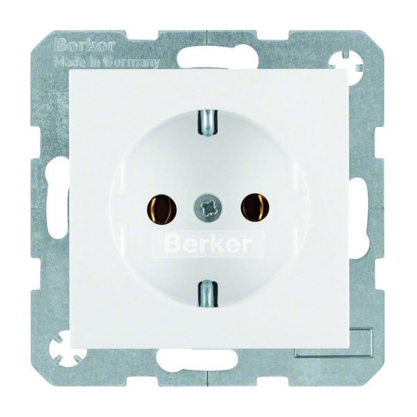 Schuko-uttag - BERKER - S.1/B.3/B.7 - Fyrkantigt glas - Snövit - Utan halogen