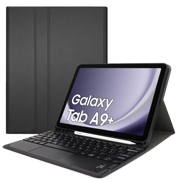 Bluetooth-tangentbordsfodral med pekplatta för Galaxy Tab A9 Plus (svart)