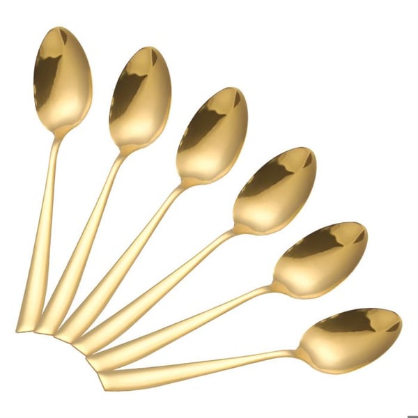 Desserterskedar - CHEFFINGER - Set om 6 - Rostfritt Stål - Guldiga - 14.5cm