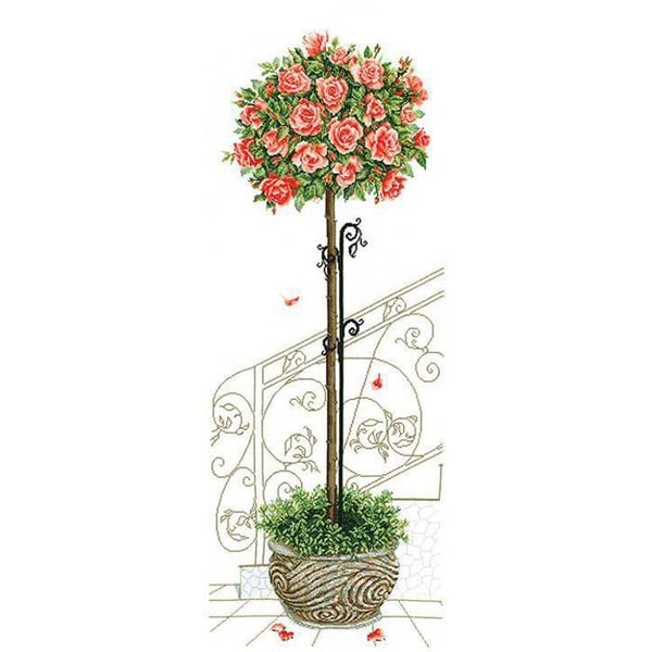 Andriana korsstygnsset - Rosenträd 40x93 cm