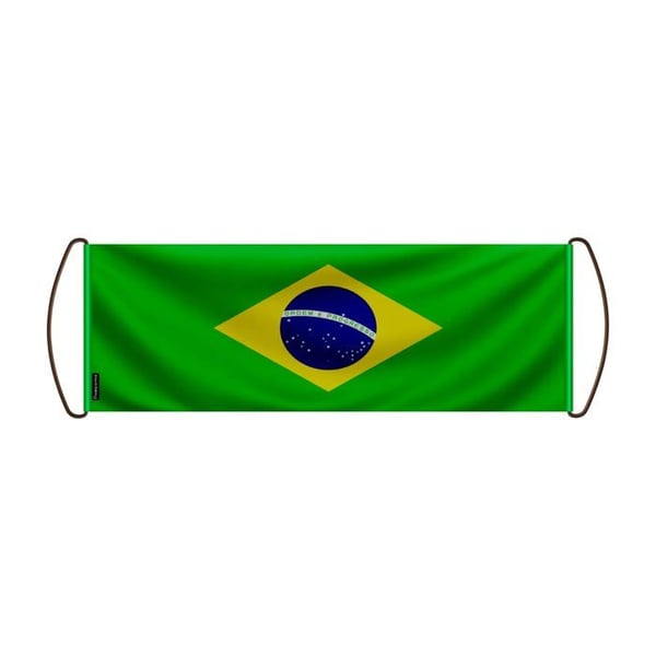 Scrollbanner – Brasiliansk flagga – 17 x 50 cm – Polyester – Handflagga – Pixelforma