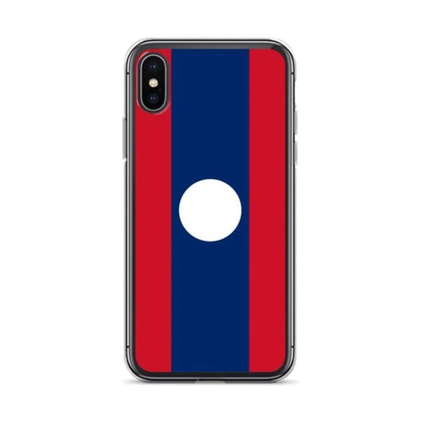 Telefonhölje – Laos flagga – Kompatibel med iPhone XS – Mjukt fodral – Slitstarkt och stöttåligt - Silikon - Pixelforma