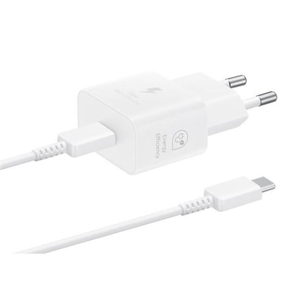 Samsung mobiltelefonoplader 25W netoplader Med USBC kabel Hvid