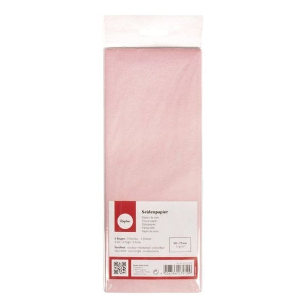 Mjukpapper, ljusäkta, rosa, 50x75cm, 17g/m², färgbeständigt, 5 ark