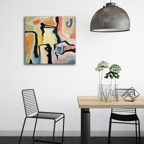 Legendarte - Målning, Tryck på duk - Färgdroppar cm. 60x60