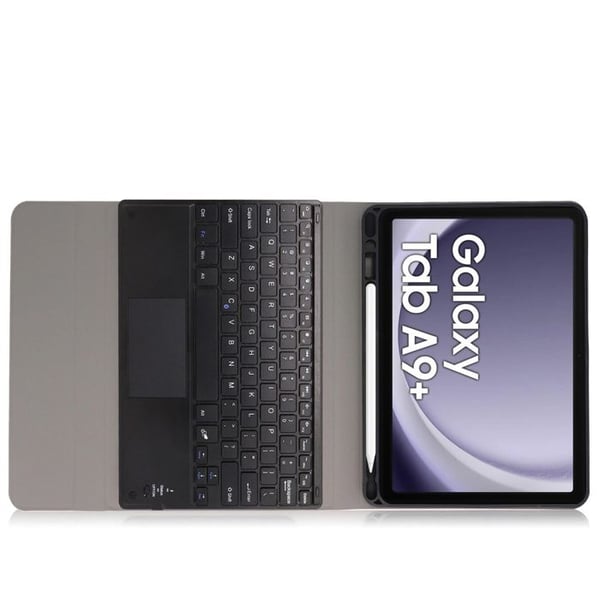 Bluetooth-tangentbordsfodral med pekplatta för Galaxy Tab A9 Plus (svart)