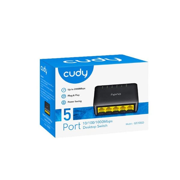 Netværksswitch - CUDY - GS105D - 5 Gigabit RJ45-porte - Plug and Play - Energibesparelse