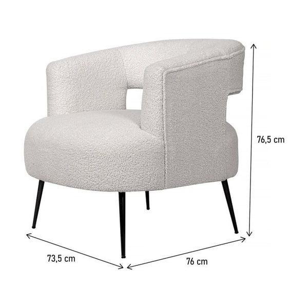 Fåtölj i bouclétysten "iris" - Vit