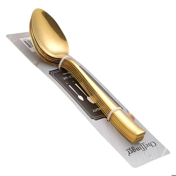 Desserterskedar - CHEFFINGER - Set om 6 - Rostfritt Stål - Guldiga - 14.5cm