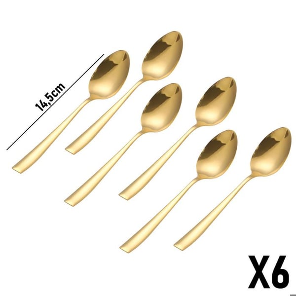 Desserterskedar - CHEFFINGER - Set om 6 - Rostfritt Stål - Guldiga - 14.5cm