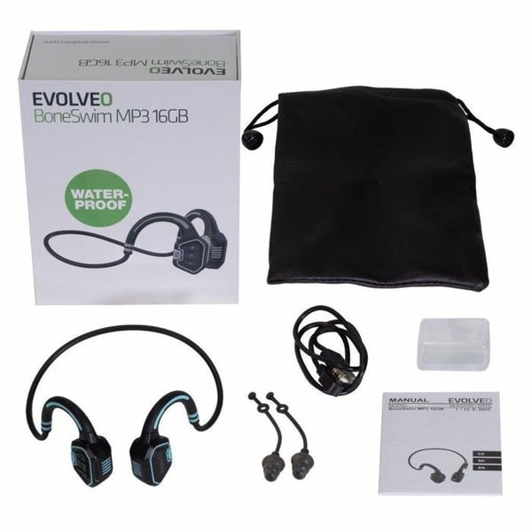 Trådlösa hörlurar - EVOLVEO - BoneSwim MP3 - 16GB - Vattentålig IPX8 - Bluetooth 5.1